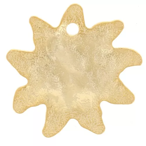 Ciondolo sole martellato 16 mm - Dorato in oro fino x1