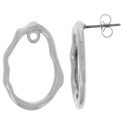 Orecchini irregolari martellati 24x17 mm - Placcatura in argento fino x2