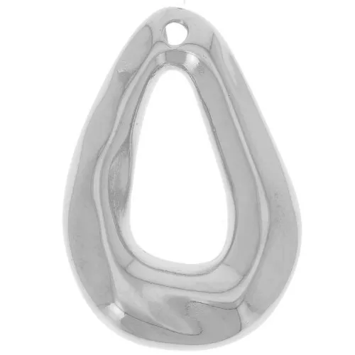 Pendente goccia bombato martellato 25,5x18 mm - Placcatura in argento fino x1