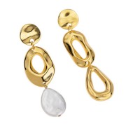 Pendente goccia bombato martellato 25,5x18 mm - Placcatura in argento fino x1