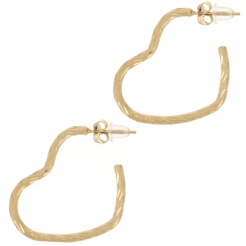 Orecchini cuore 28x23 mm - Effetto diamante - Acciaio inossidabile 304L dorato x2