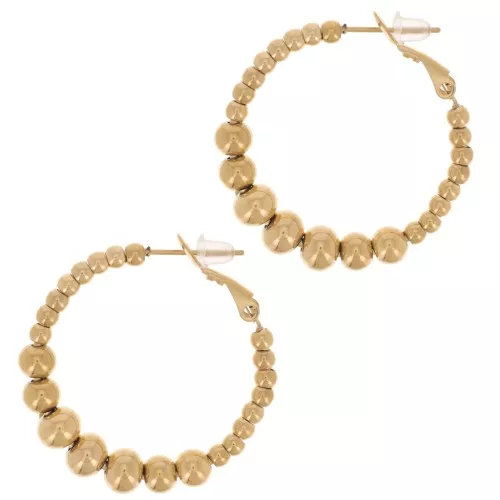Orecchini a cerchio tondo da 32 mm con perle - Acciaio inossidabile 304L dorato x2