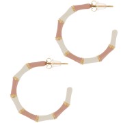 Orecchini a cerchio effetto bambù 30 mm con resina Acciaio ino316L dorato- Rosa x2
