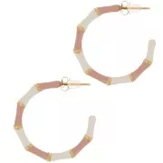 Orecchini a cerchio effetto bambù 30 mm con resina Acciaio ino316L dorato- Rosa x2