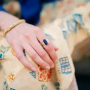 Anello etnico - pietra colorata Lapislazzuli T.52-58 Acciaio inox316L dorato x1