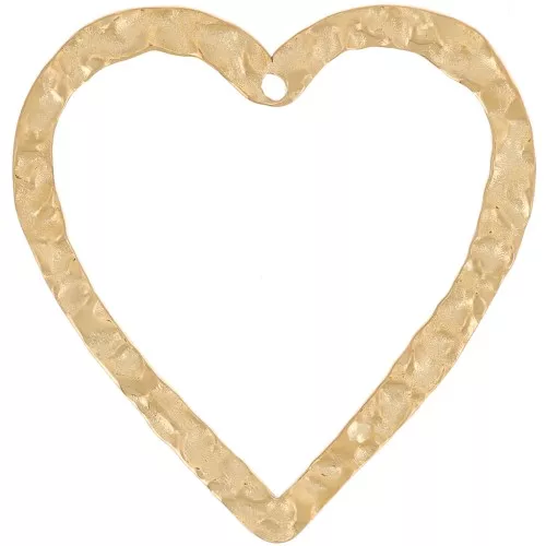 Pendenti cuore cavo martellato 27x26mm - Acciaio inossidabile 316L dorato x2