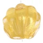 Perla di conchiglia di Murano - 15 mm - cristallo e foglia d'oro x1