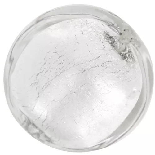 Perla di Murano 15 mm in cristallo e foglia d'argento x1