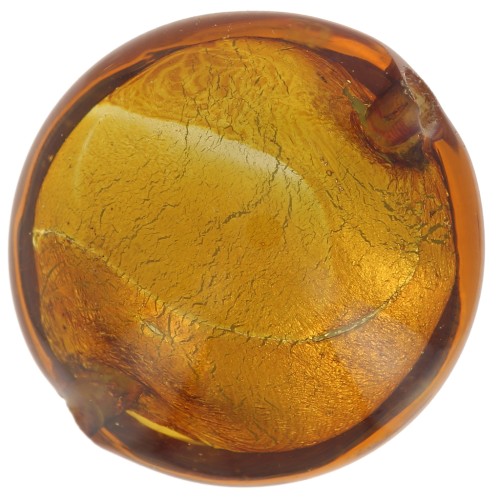 Perla di Murano 15 mm Topazio e foglia d'argento x1