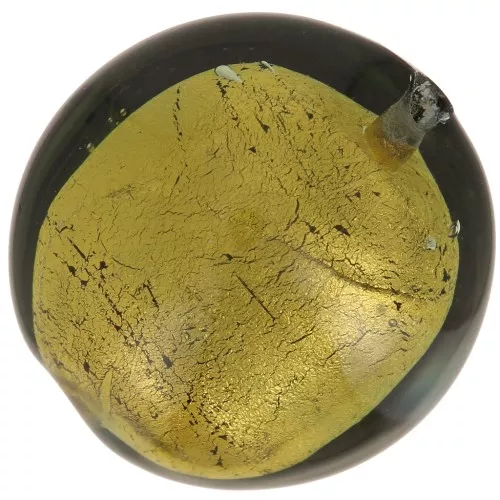 Perla di Murano 15 mm Diamante scuro e foglia d'oro x1
