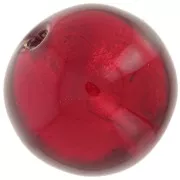 Perla rotonda di Murano 10 mm Rubino e foglia d'oro x1