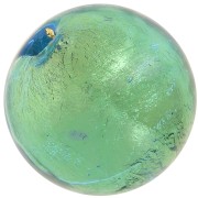 Perla rotonda di Murano 10 mm Acquamarina e foglia d'oro x1|raw }}