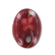 Cabochon ovale foglia d'argento a fiori 18x13 mm Ruby x1|raw }}