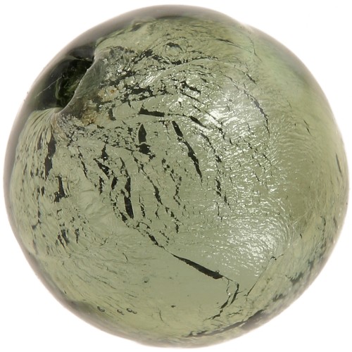 Perla rotonda di Murano 10 mm Diamante scuro e foglia d'oro x1