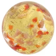 Perla rotonda di Murano 10 mm Foglia d'oro e rosso screziato x1
