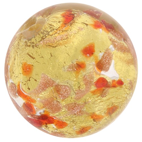 Perla rotonda di Murano 10 mm Foglia d'oro e rosso screziato x1