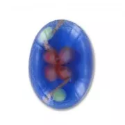 Cabochon ovale foglia d'argento a fiori 18x13 mm Zaffiro x1