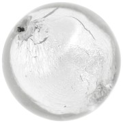 Perla rotonda di cristallo di Murano 10 mm con foglia d'argento x1