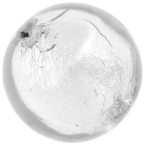 Perla rotonda di cristallo di Murano 10 mm con foglia d'argento x1