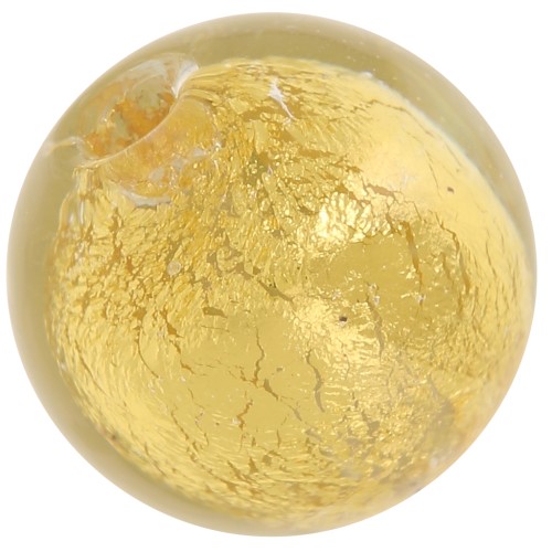 Perla rotonda di Murano 8 mm Cristallo e foglia d'oro x1