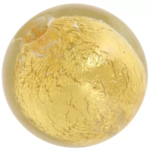 Perla rotonda di Murano 8 mm Cristallo e foglia d'oro x1