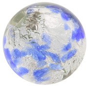 Perla rotonda di Murano 8 mm Zaffiro screziato blu e foglia d'argento x1
