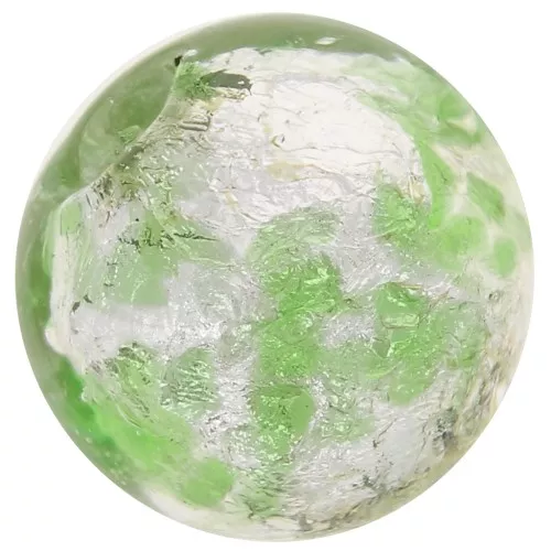 Perla rotonda di Murano 8 mm Smeraldo screziato e foglia d'argento x1