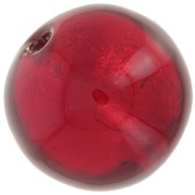 Perla rotonda di Murano 8 mm Rubino e foglia d'oro x1