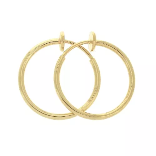 Mini orecchini cerchio a clip - Per orecchie non forate 20 mm - Dorato x2
