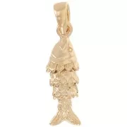 Pendente forma di pesce con anello chiuso 19x6 mm - placcato oro 3 micron x1