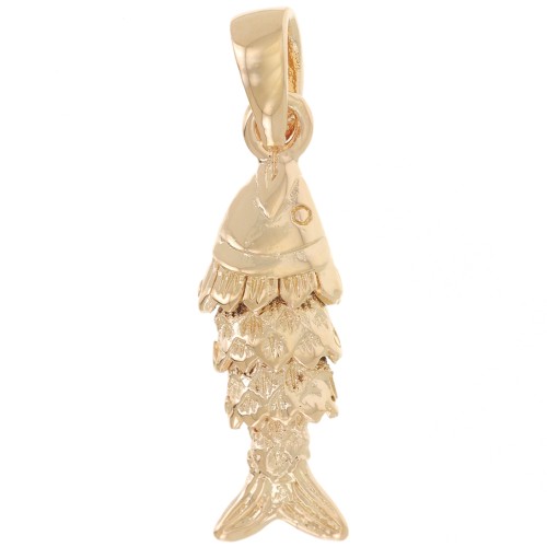 Pendente forma di pesce con anello chiuso 19x6 mm - placcato oro 3 micron x1