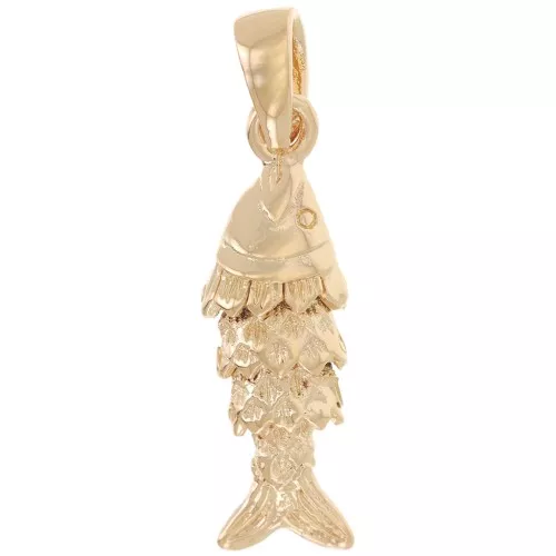 Pendente forma di pesce con anello chiuso 19x6 mm - placcato oro 3 micron x1