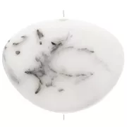 Perla piatta irregolare opaca in resina 20x27 mm - Grigio marmorizzato Bianco x1