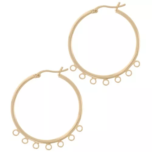 Orecchini a cerchio in ottone a 7 anelli 32 mm - dorato x2