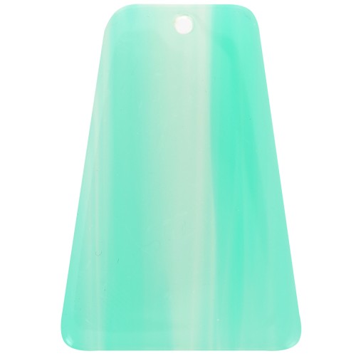 Pendente a forma di trapezio 33,5x23 mm in acetato trasparente - Effetto marmorizzato verde turchese x1