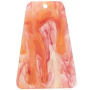 Pendente a forma di trapezio 33,5x23 mm in acrilico trasparente - Effetto marmorizzato arancione-rosso x1