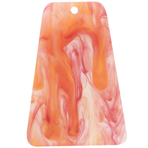Pendente a forma di trapezio 33,5x23 mm in acrilico trasparente - Effetto marmorizzato arancione-rosso x1