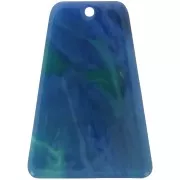 Pendente a forma di trapezio 33,5x23 mm in acetato trasparente - Effetto marmorizzato blu-verde x1