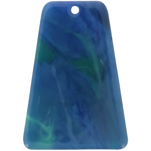 Pendente a forma di trapezio 33,5x23 mm in acetato trasparente - Effetto marmorizzato blu-verde x1