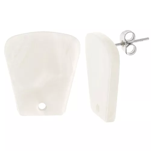 Orecchini a trapezio in acetato 21x18 mm - Cream Marble x2