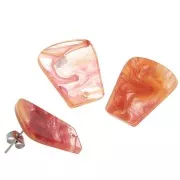 Orecchini a trapezio in acrilico trasparente 21x18 mm - Arancione rosso marmorizzato x2