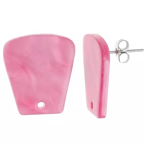 Orecchini a trapezio in acrilico 21x18 mm - Perla rosa x2