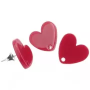 Orecchini perno cuore in acrilico 14x15,5 mm - Rosso x2