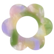 Pendente forma di fiore in acetato da 18 mm - Tartaruga - Verde viola x1|raw }}
