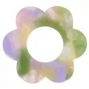 Pendente forma di fiore in acetato da 18 mm - Tartaruga - Verde viola x1