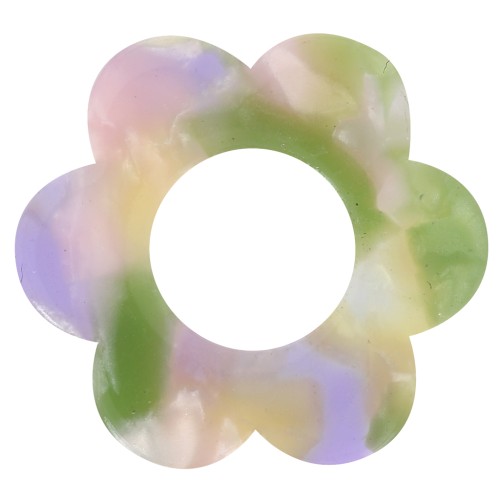 Pendente forma di fiore in acetato da 18 mm - Tartaruga - Verde viola x1