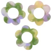 Pendente forma di fiore in acetato da 18 mm - Tartaruga - Verde viola x1