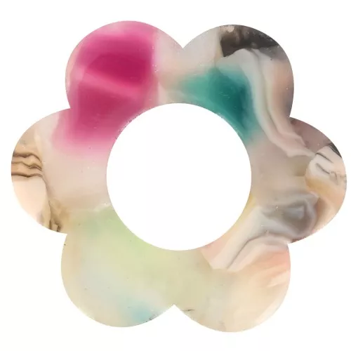 Pendente a forma di fiore in acetato 18 mm - Tartaruga - Beige - Multicolore x1