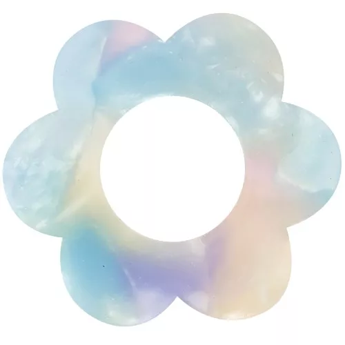 Pendente forma di fiore in acetato da 18 mm - Blu tartaruga - Rosa x1