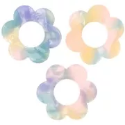 Pendente forma di fiore in acetato da 18 mm - Blu tartaruga - Rosa x1